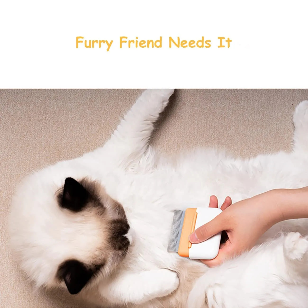 Double-sided pet grooming comb for cats and dogs in blue, gray, or orange