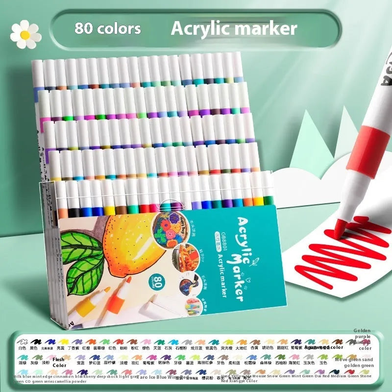 Acrylic marker pen sets in multiple colour options for student painting projects
