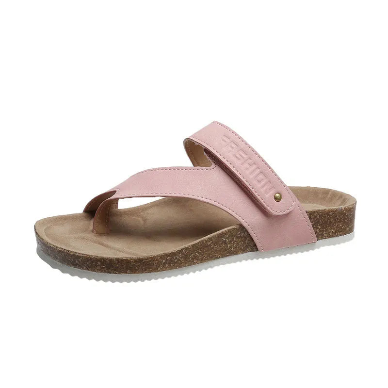 Flat toe ring thick-soled flip-flops in blue colour with foam sole construction