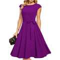 Sleeveless lace-up dress with oversized swing skirt in solid colour, available in Black, Rose Red, Blue, Purple, Red, sizes S to XL.