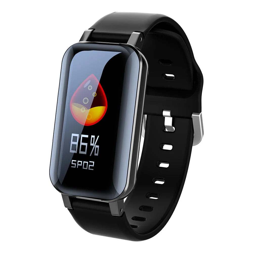 Smart bracelet fitness tracker showing heart rate monitoring function in black, blue or coffee colour with 10m wireless range