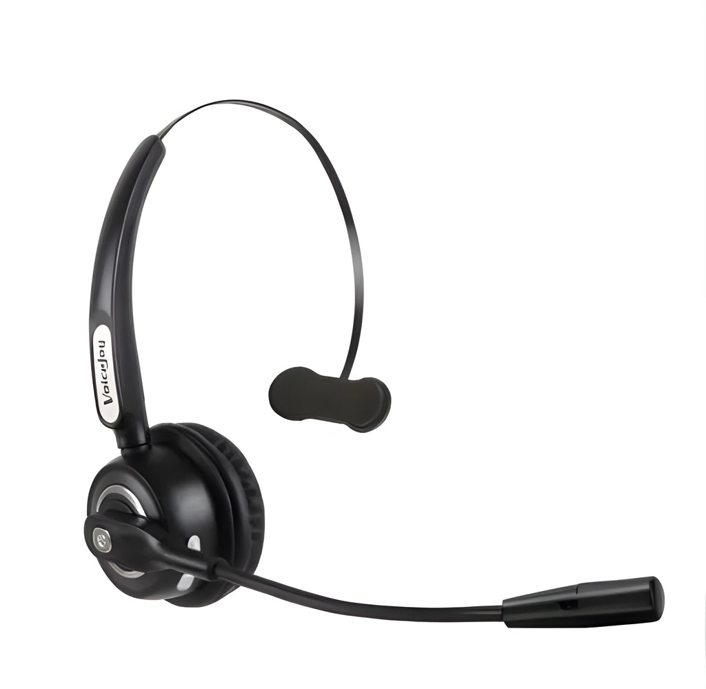 Bluetooth headset with microphone for truck drivers and office use featuring noise cancellation