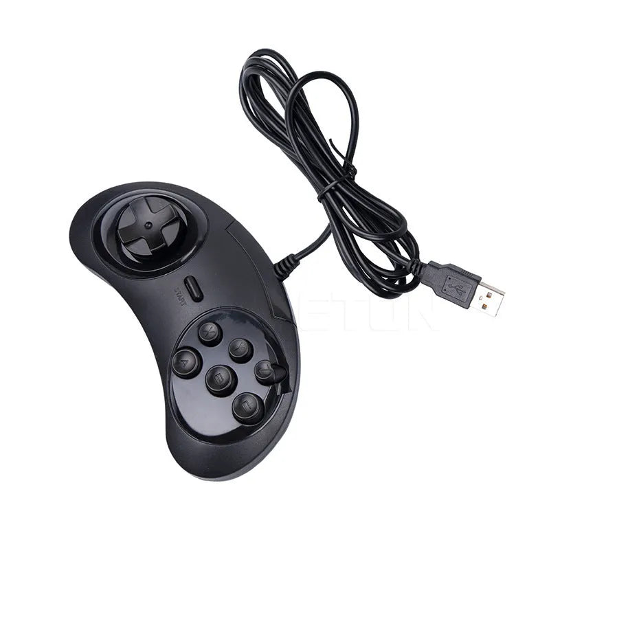 Black Sega USB PC game controller with 1.8-metre cable for Windows gaming