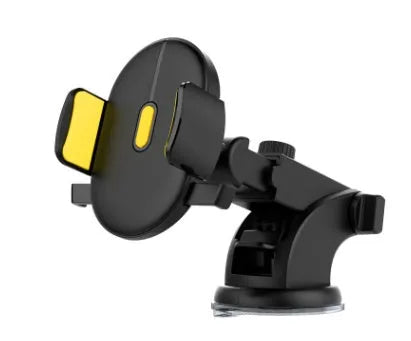 Yellow and black telescopic car phone holder with suction cup mount extended