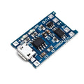Blue PCB lithium battery charging protection board for 18650 cells with USB input