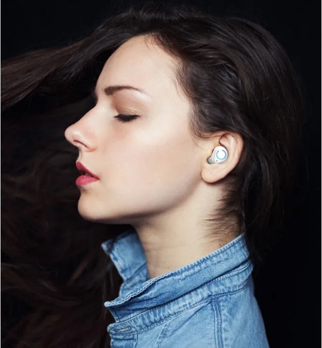 M18 true wireless in-ear stereo headset in black with compact charging case