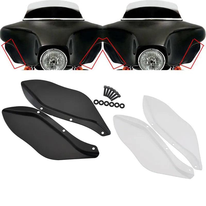 Harley-Davidson Touring motorcycle side wing head covers in black and transparent ABS plastic