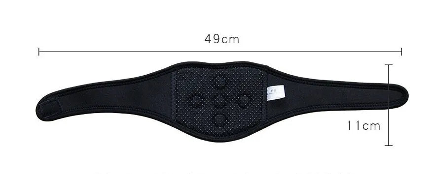 Self-heating neck guard with five magnets adjustable strap black tourmaline 49x11cm