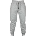 Men's solid colour cotton fleece casual pants with a drawstring waistband in a loose fit.