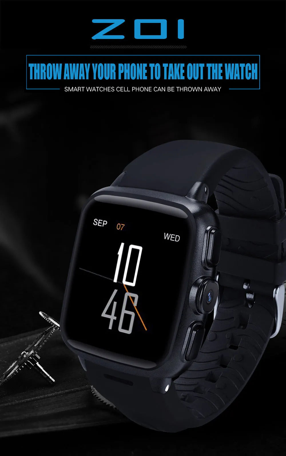 Smart watch with 1.54 inch HD touch screen display on wrist