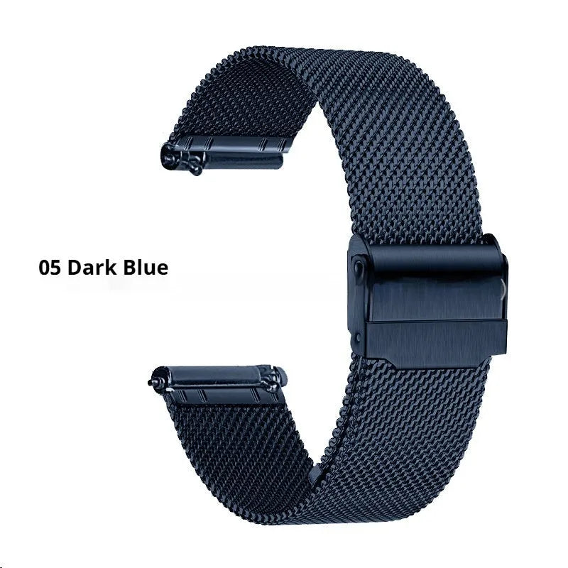 Stainless steel quick-release watch lugs in silver finish for mesh bands