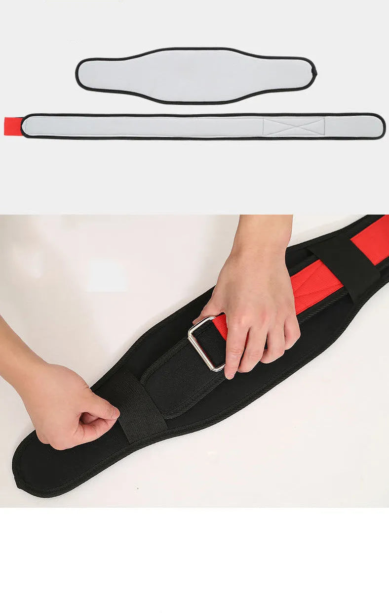 Nylon weightlifting belt for adult fitness training in black, red or yellow