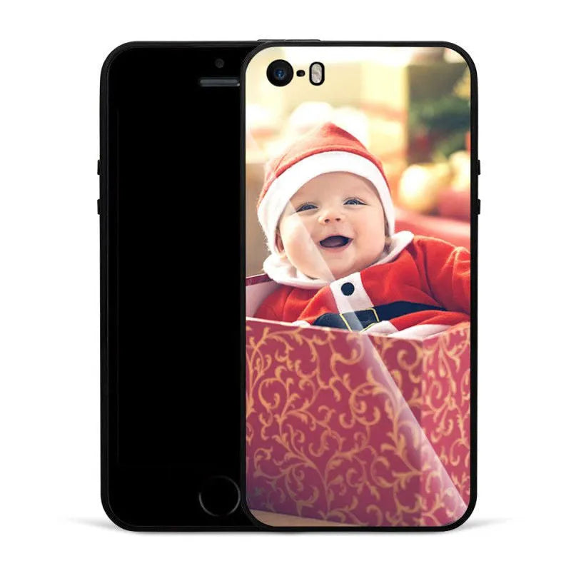 A patterned smartphone case for iPhone with a raised edge around the camera and screen.