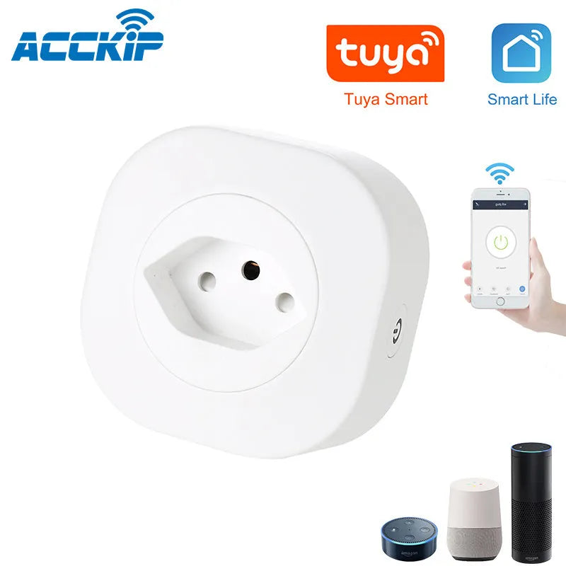 White smart socket plug with dimensions 70x70x72mm showing EU, US, and Swiss plug variants.