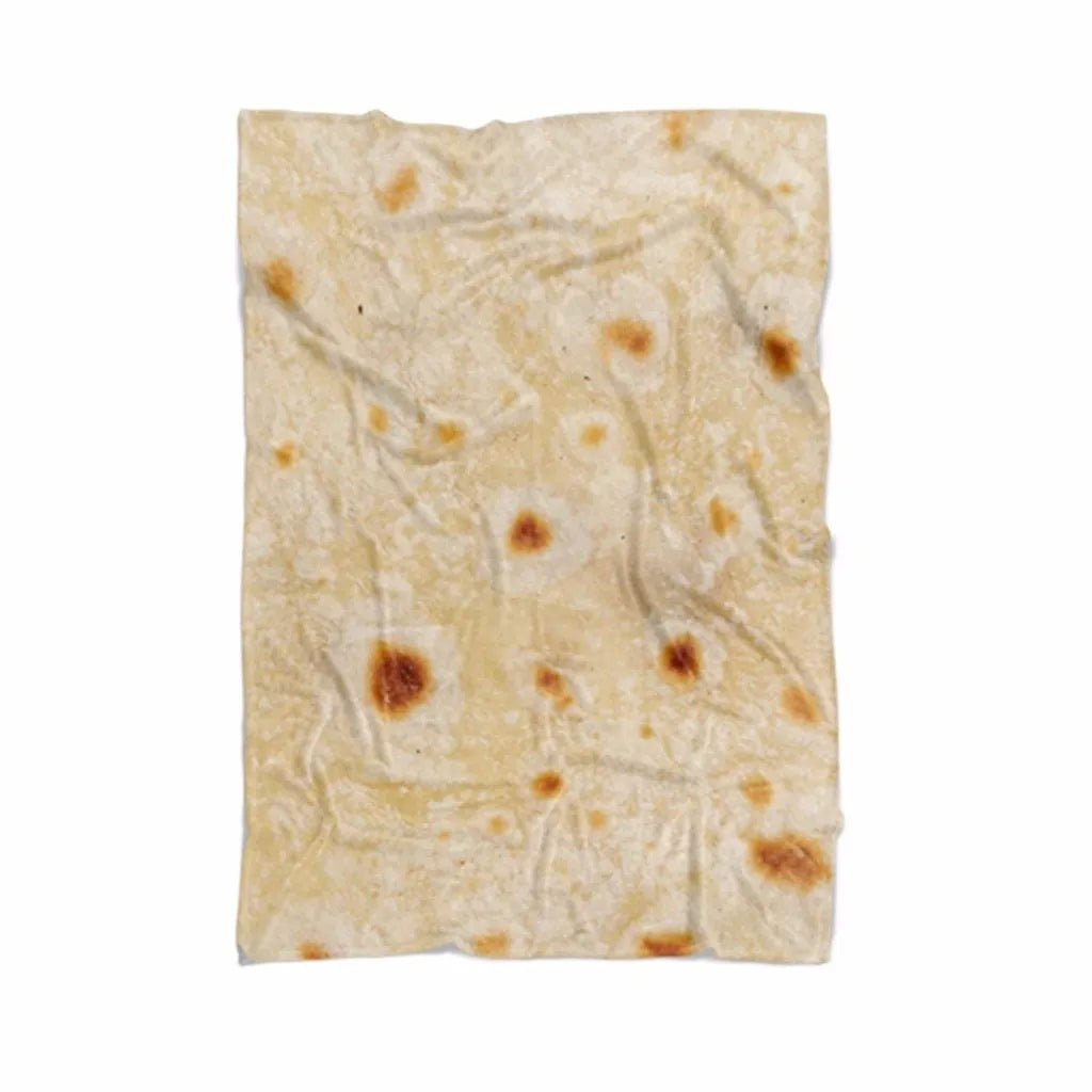 Round flannel burrito blanket 280Gsm in soft microfiber fleece with tortilla wrap design