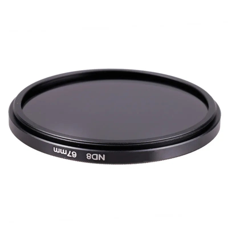 Digital camera ND8 neutral density filter with aviation aluminium frame showing thread sizes from 49mm to 82mm