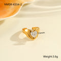 Open mouth geometric zircon ring for women with adjustable stainless steel design in multiple colours