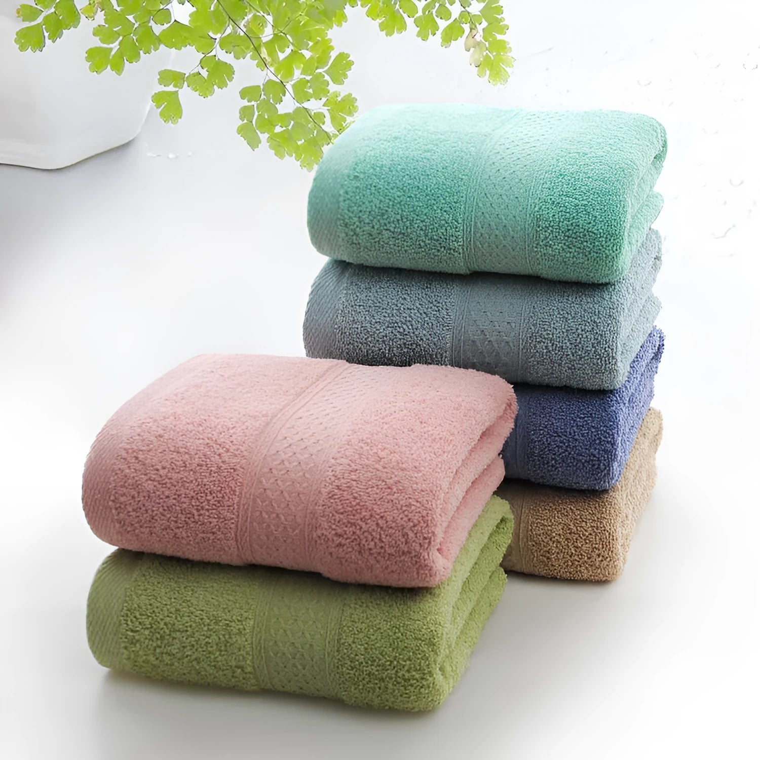 Thickened bath towel beach towel cotton 80% weak twist 70x140cm apple green