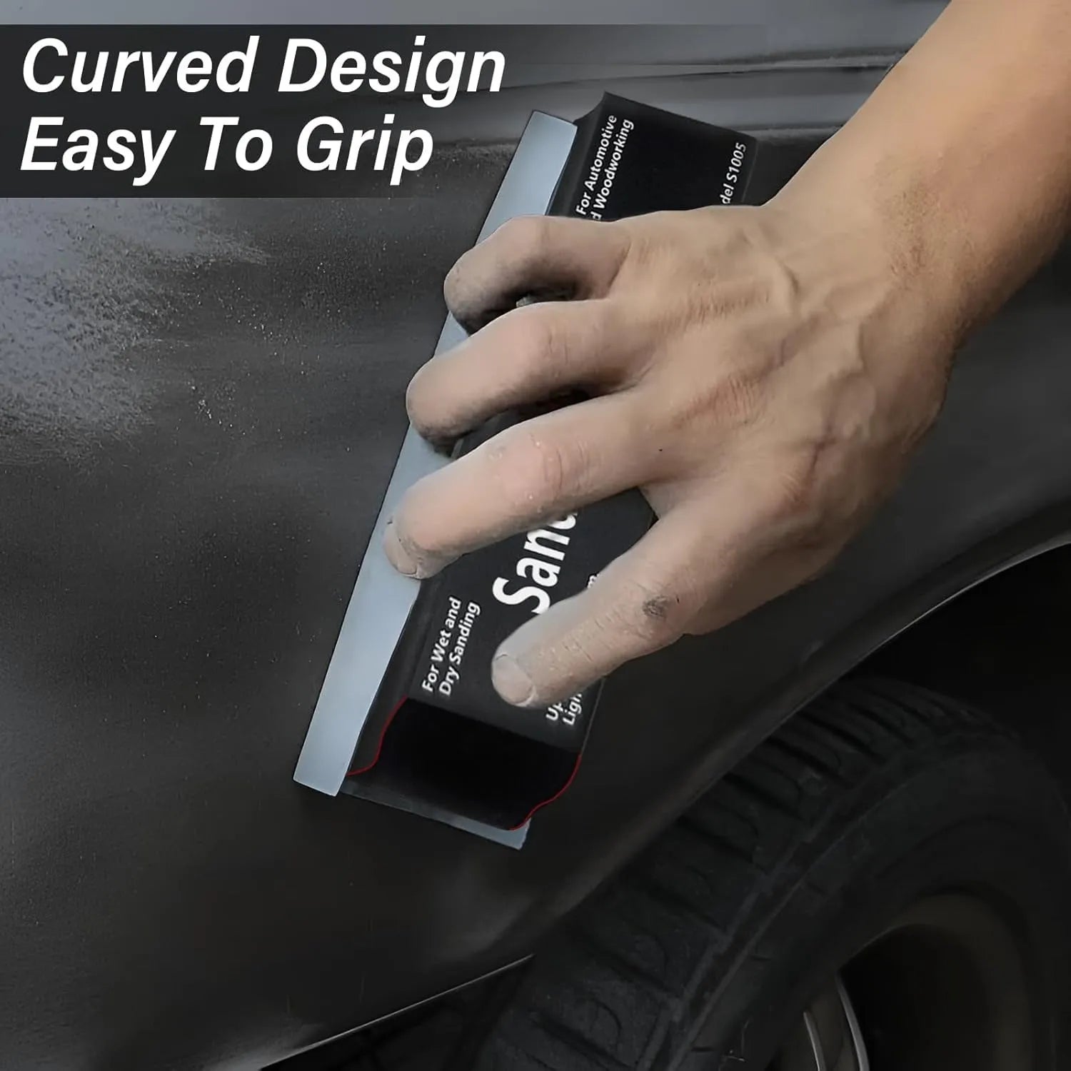 Set of seven black frosted metal alignment blocks for workshop use.
