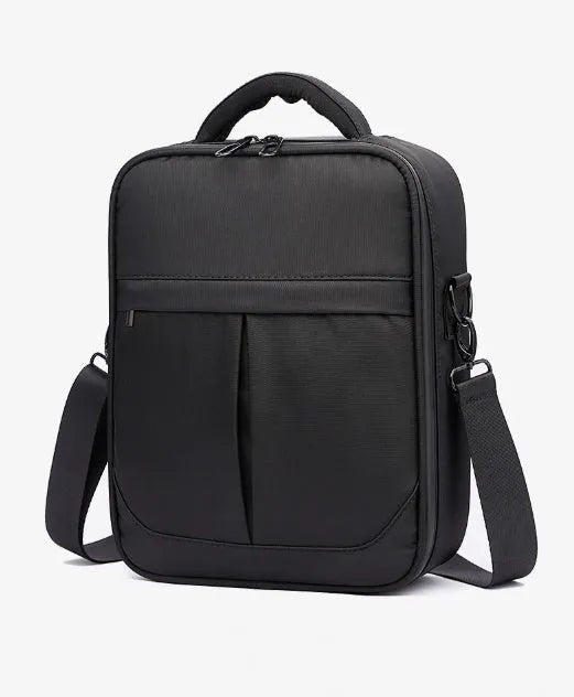Black Oxford fabric men's messenger shoulder bag showing 24x11x31cm dimensions