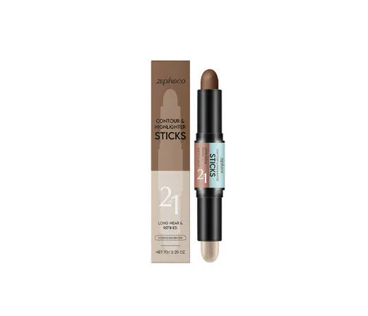 2-in-1 Outline Highlighter pen 7g in three shades natural light brown lotus root pink brown ivory white dark brown