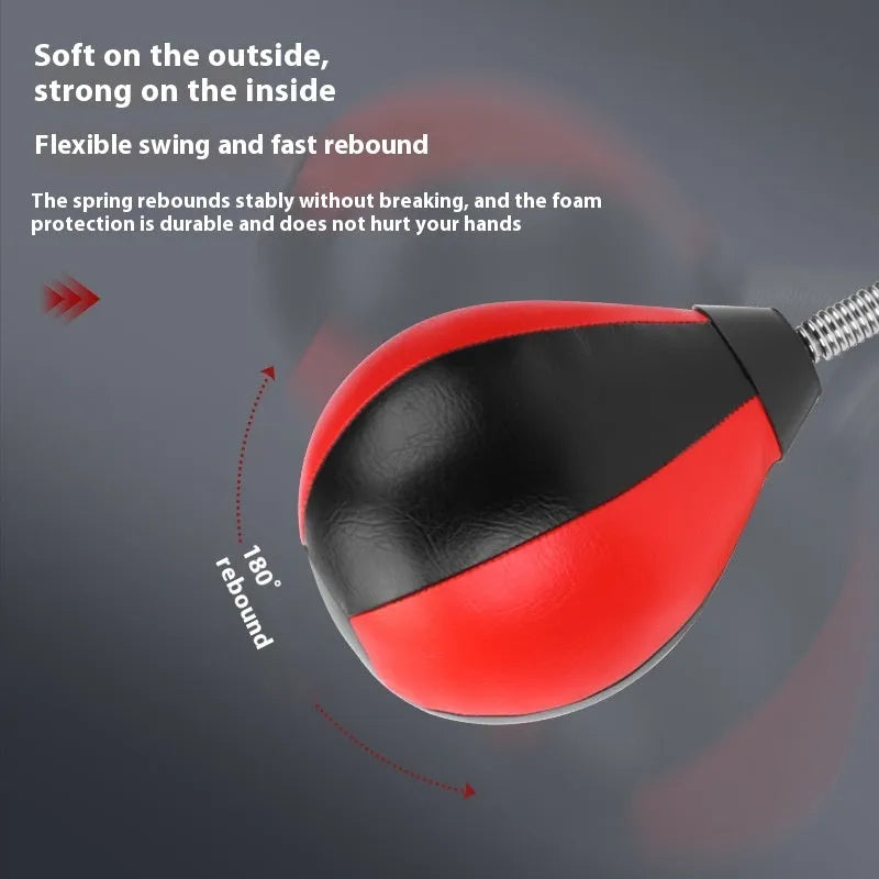 Pear-shaped inflatable boxing speed ball with black head and double suction cup hanging mount