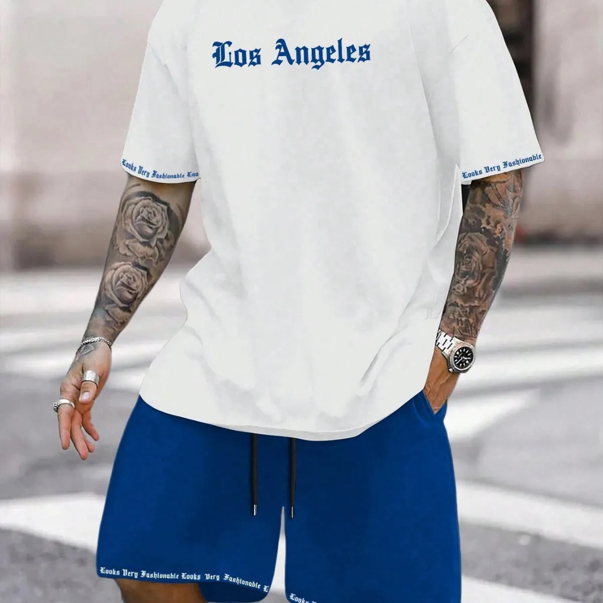 Short-sleeved top and matching shorts sportswear set in a solid colour from the G23P range