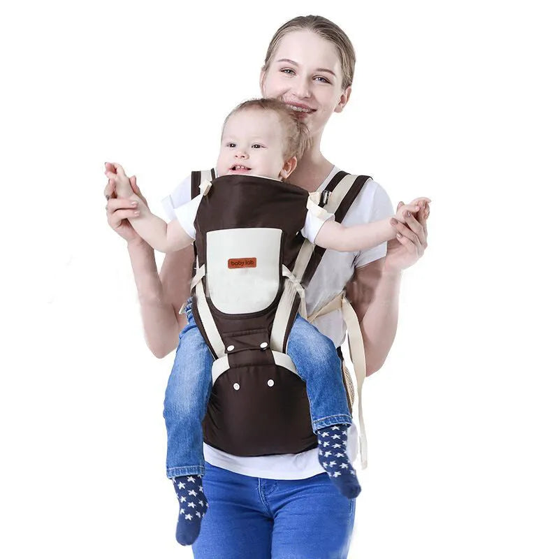 Baby carrier waist stool in pink with compact 25x25x18cm measurements suitable for 3-36 month old babies