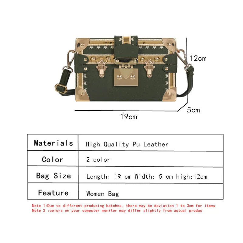 Hard-shell women's shoulder bag with single strap, flap closure, and decorative rivet details in black or green colour