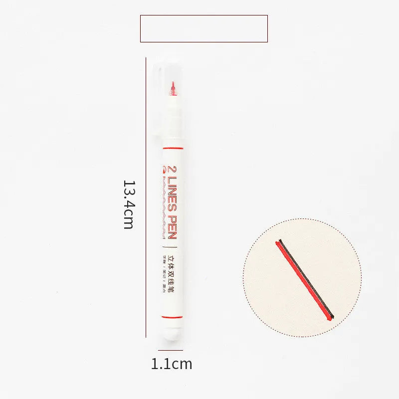 Two-colour student highlighter pen with 0.5mm fine tip and plastic body