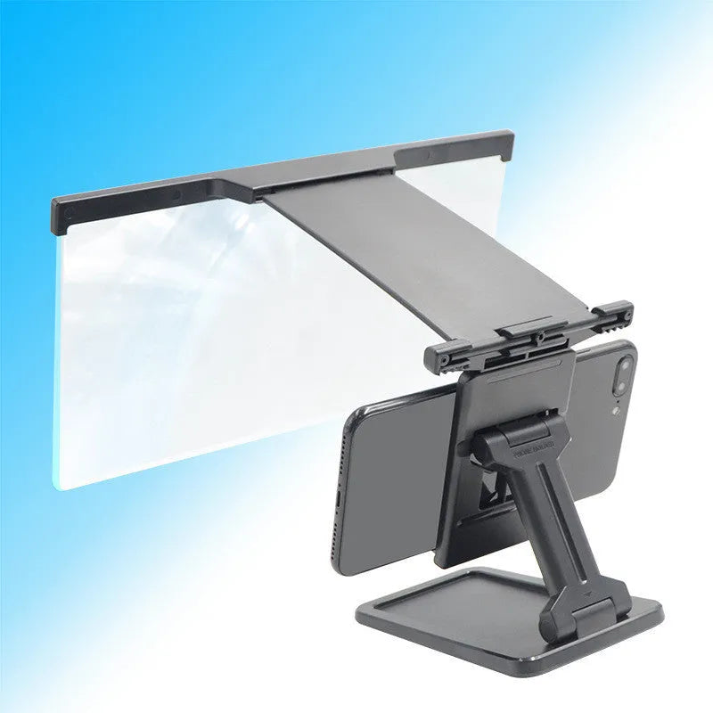 L20 split mobile phone screen magnifier in black with acrylic lens and separate bracket on desk