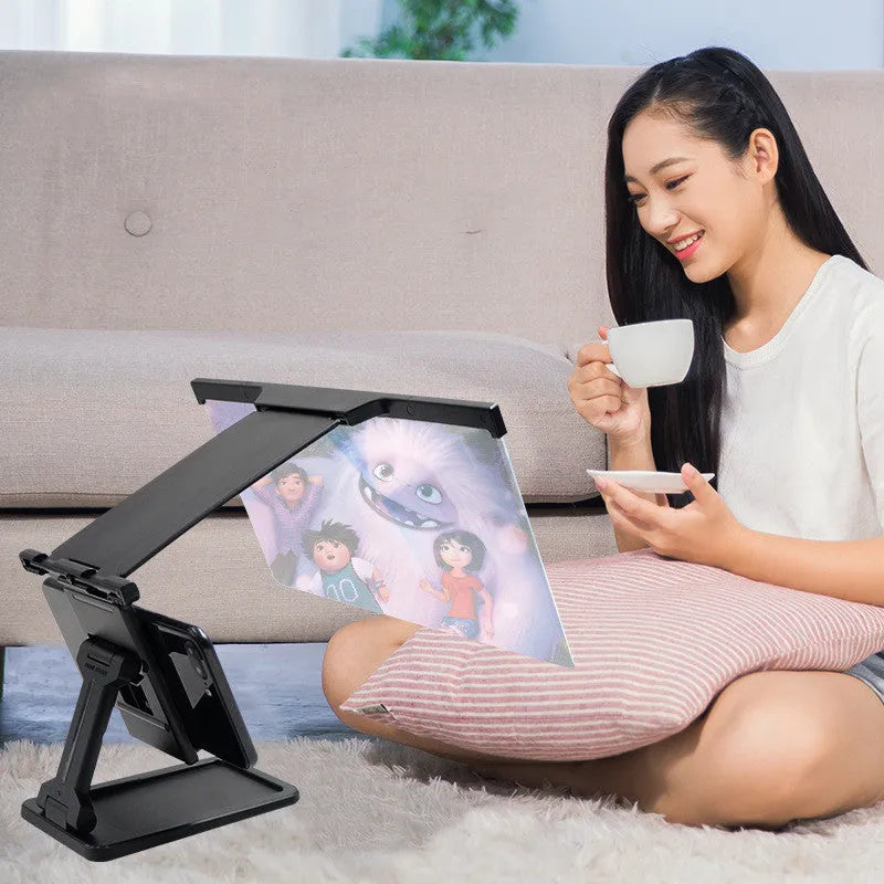 L20 split mobile phone screen magnifier in black with acrylic lens and separate bracket on desk