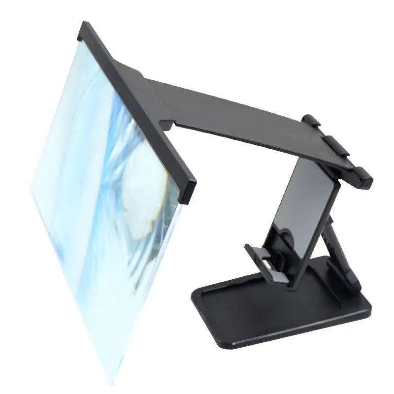 L20 split mobile phone screen magnifier in black with acrylic lens and separate bracket on desk