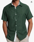 Men's short-sleeved floral print polyester shirt in gray, front view, casual summer style