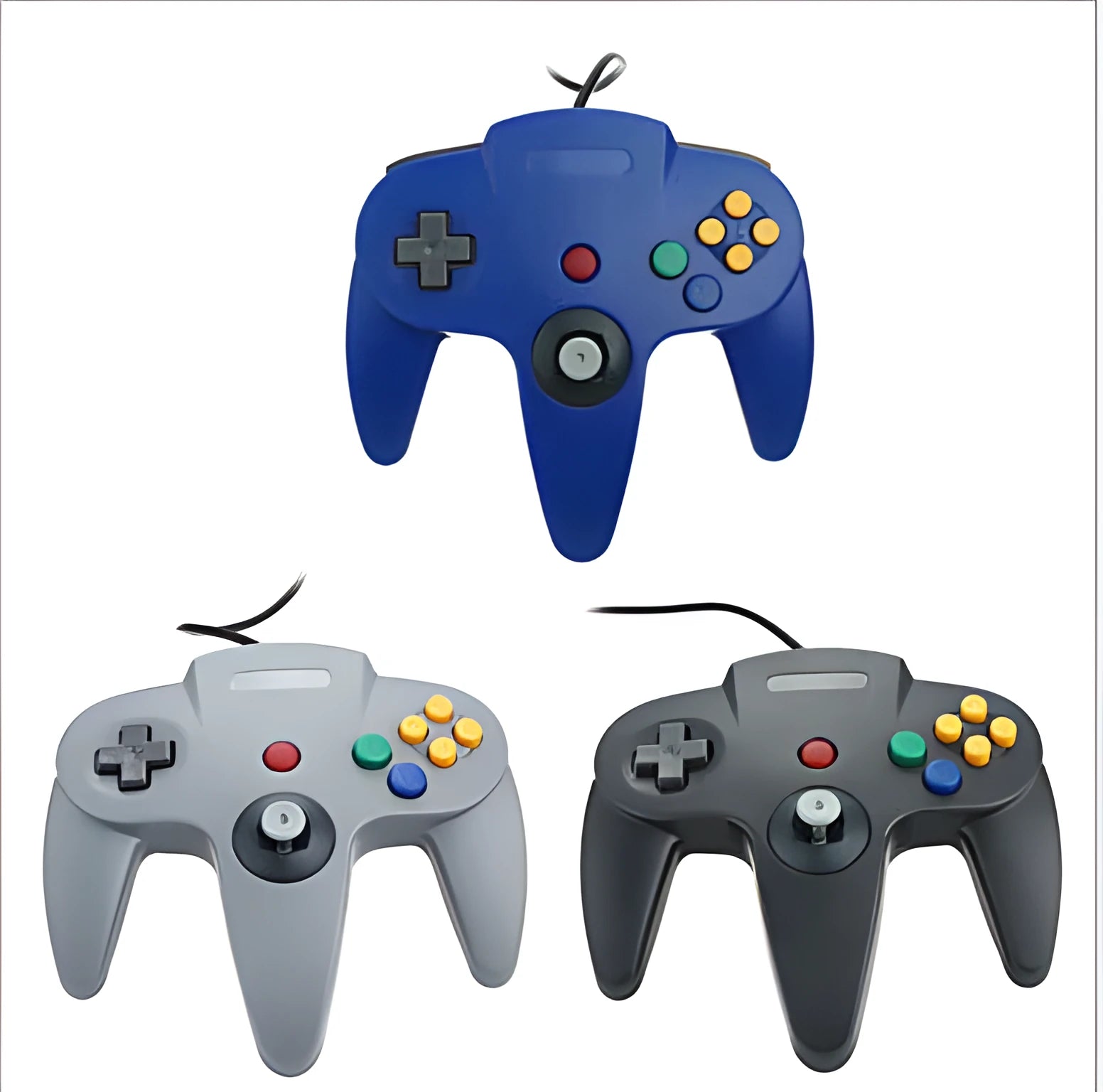 USB N64 computer game handle with plastic shell in blue colour for PC retro gaming