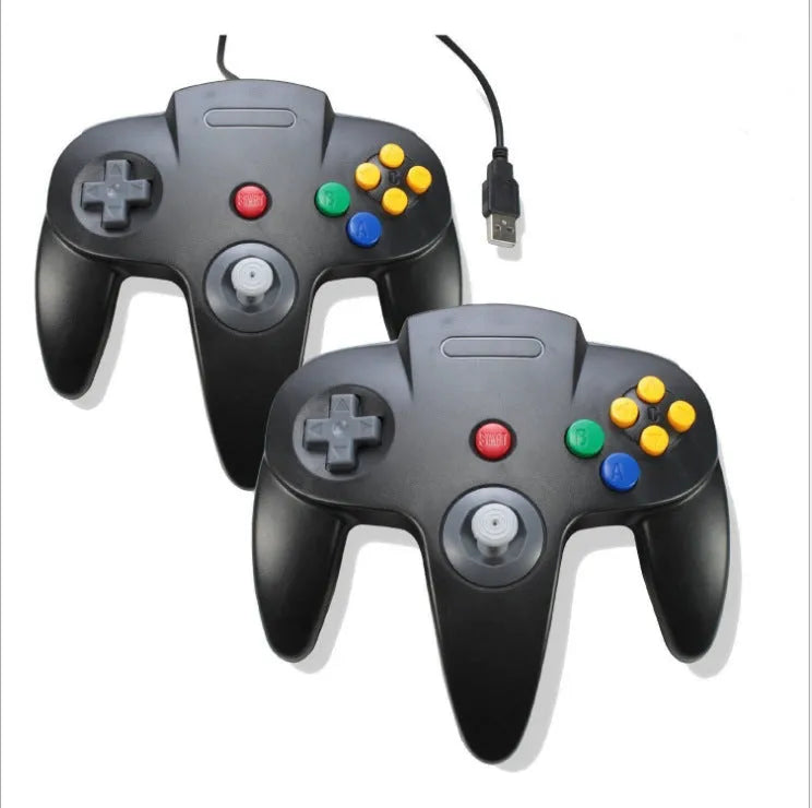 USB N64 computer game handle with plastic shell in blue colour for PC retro gaming