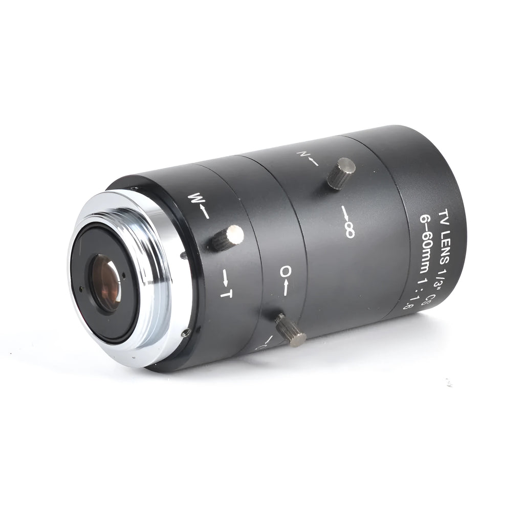 Black 6-60mm manual aperture CCTV lens for 1/3 inch security cameras with CS mount