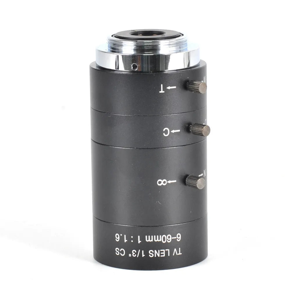 Black 6-60mm manual aperture CCTV lens for 1/3 inch security cameras with CS mount