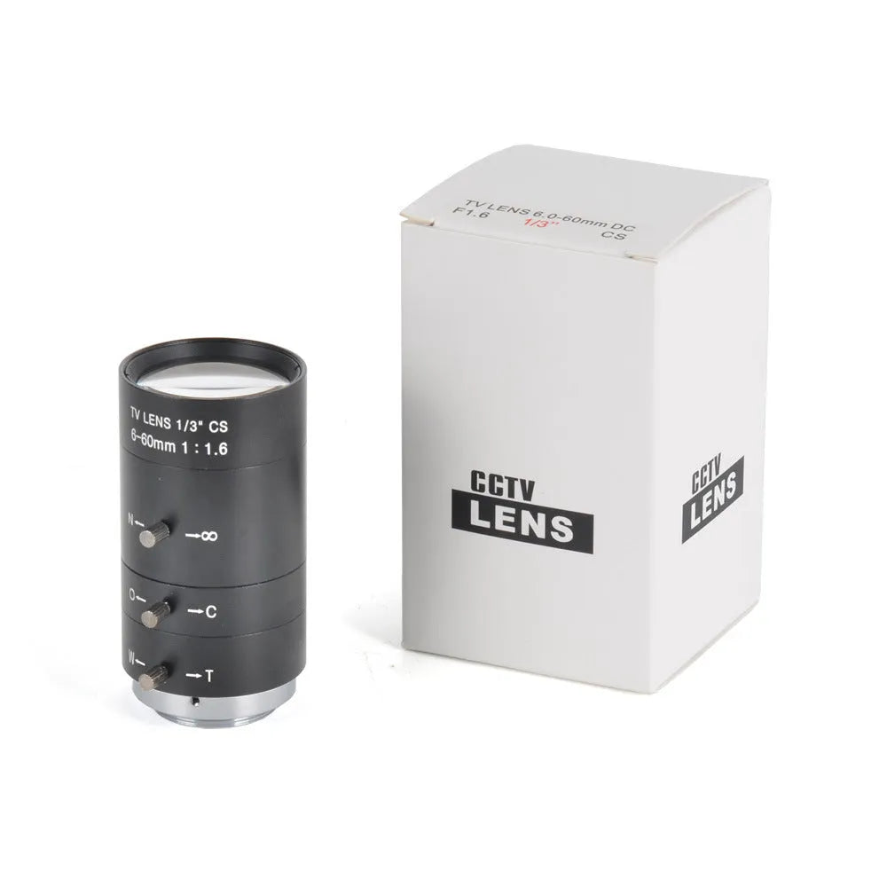 Black 6-60mm manual aperture CCTV lens for 1/3 inch security cameras with CS mount