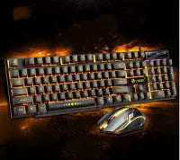 Limei GTX300 white RGB backlit gaming keyboard and mouse set on a desktop