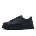 Women's thick bottom small white shoes with mid-upper height and back lacing system