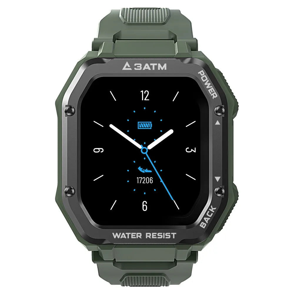 Rugged outdoor smart watch with 1.69-inch screen showing sports tracking interface