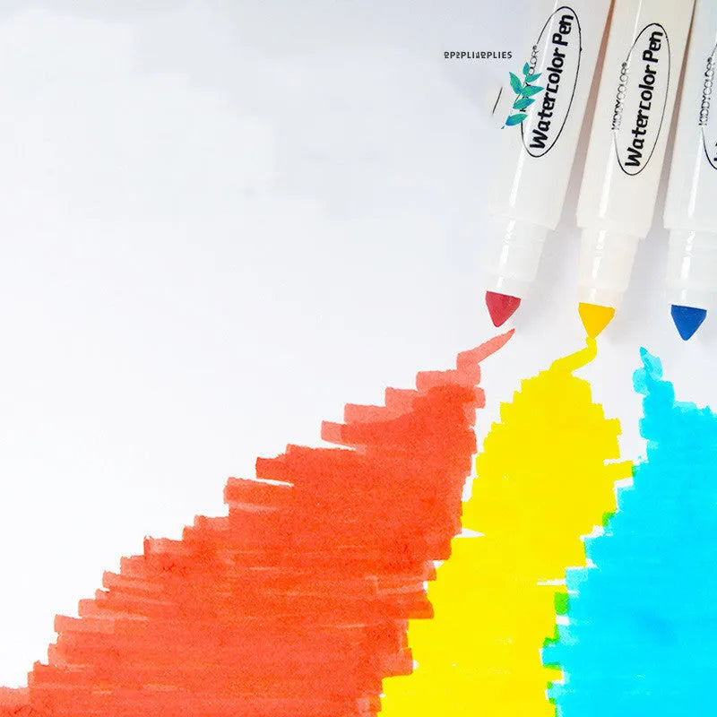 Children's washable brush watercolour pens in 36 and 48 colour plastic barrel sets