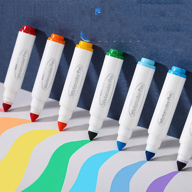 Children's washable brush watercolour pens in 36 and 48 colour plastic barrel sets