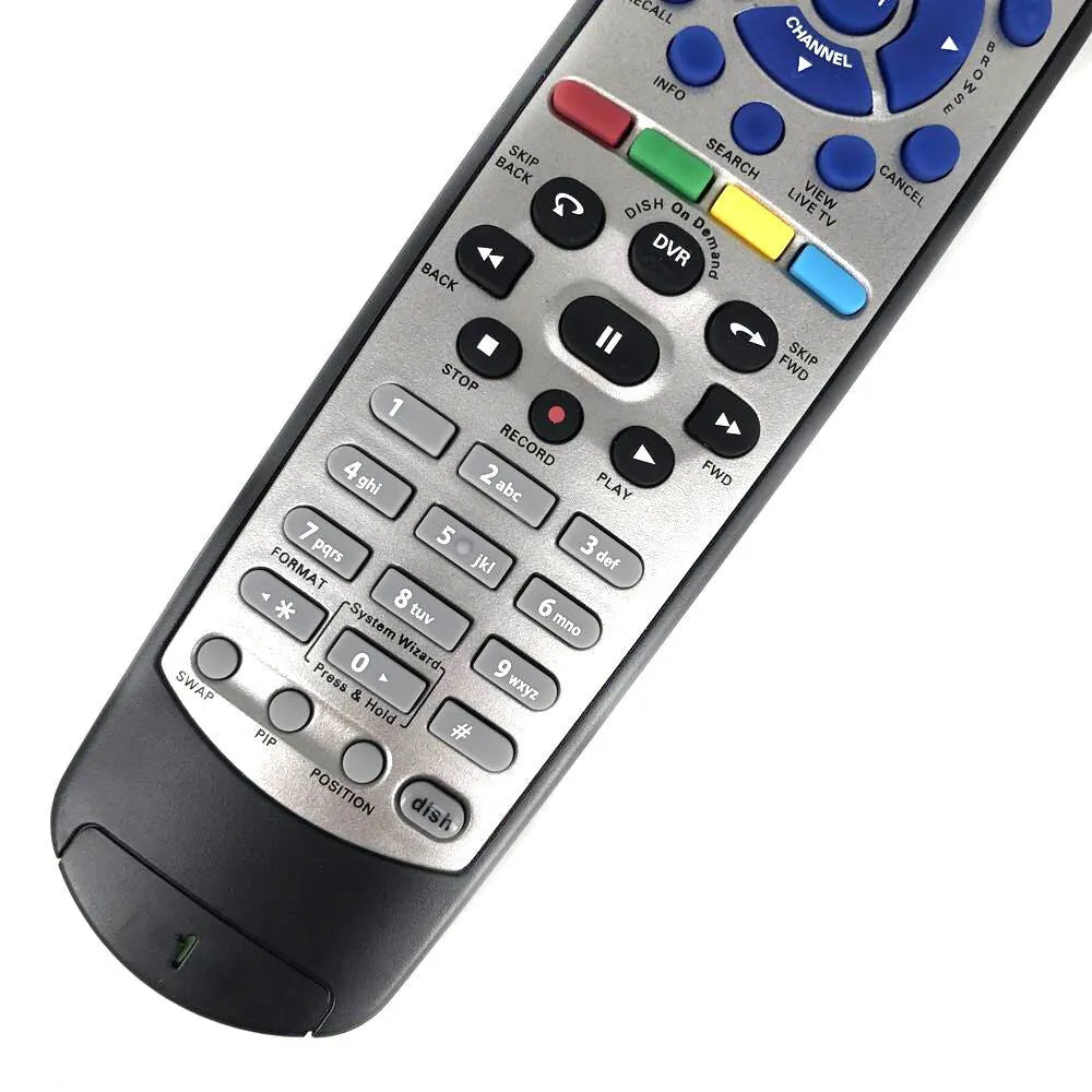 Black DISH Network universal remote control with flat design, compatible with satellite receiver code 20.1.