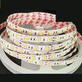Flexible white LED light strip showing curved installation with choice of 2835 or 5050 chip styles