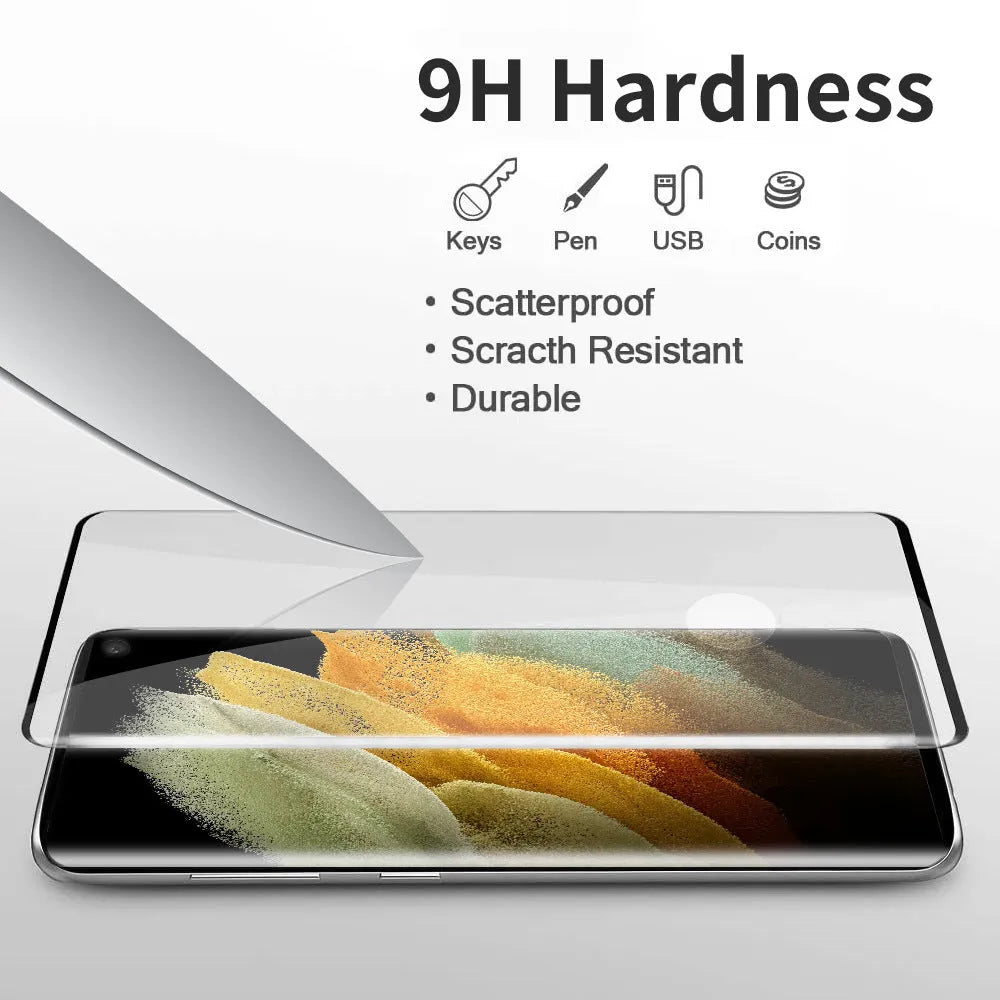 Samsung Galaxy S21 Ultra tempered glass screen protector with HD clear 3D curved edge front film