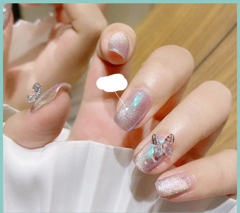 Milk tea crystal stone cat eye nail polish 10ml bottle with magnetic wand in multiple colour options