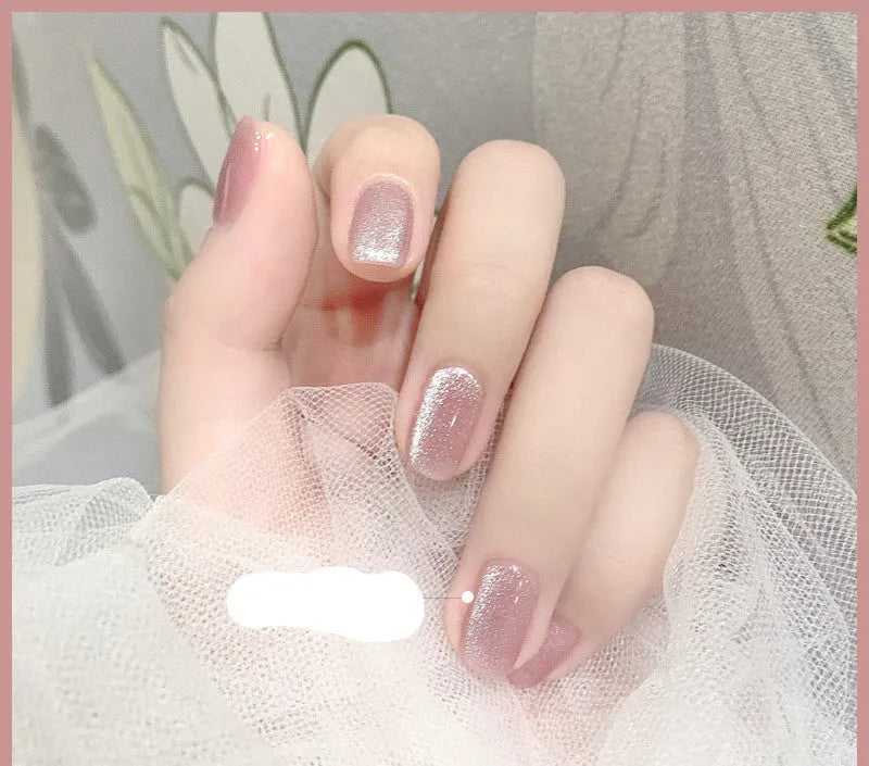 Milk tea crystal stone cat eye nail polish 10ml bottle with magnetic wand in multiple colour options