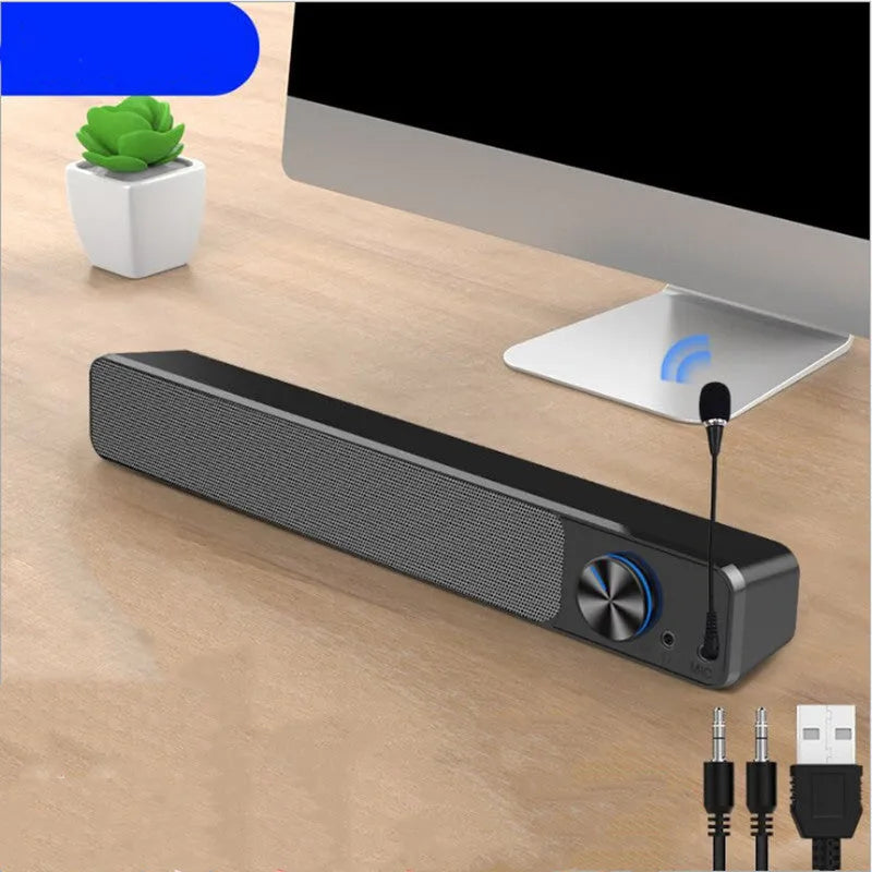 G18 black and white desktop computer speakers with ABS PC shell on home office desk